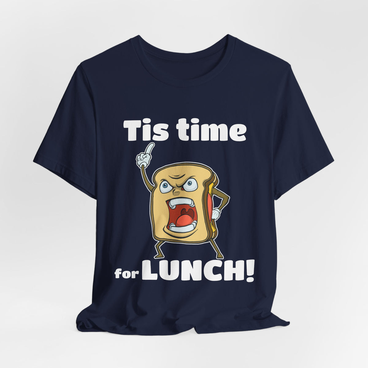 Cartoon Sandwich Declares Lunch Time | Dark Colors Unisex Tee