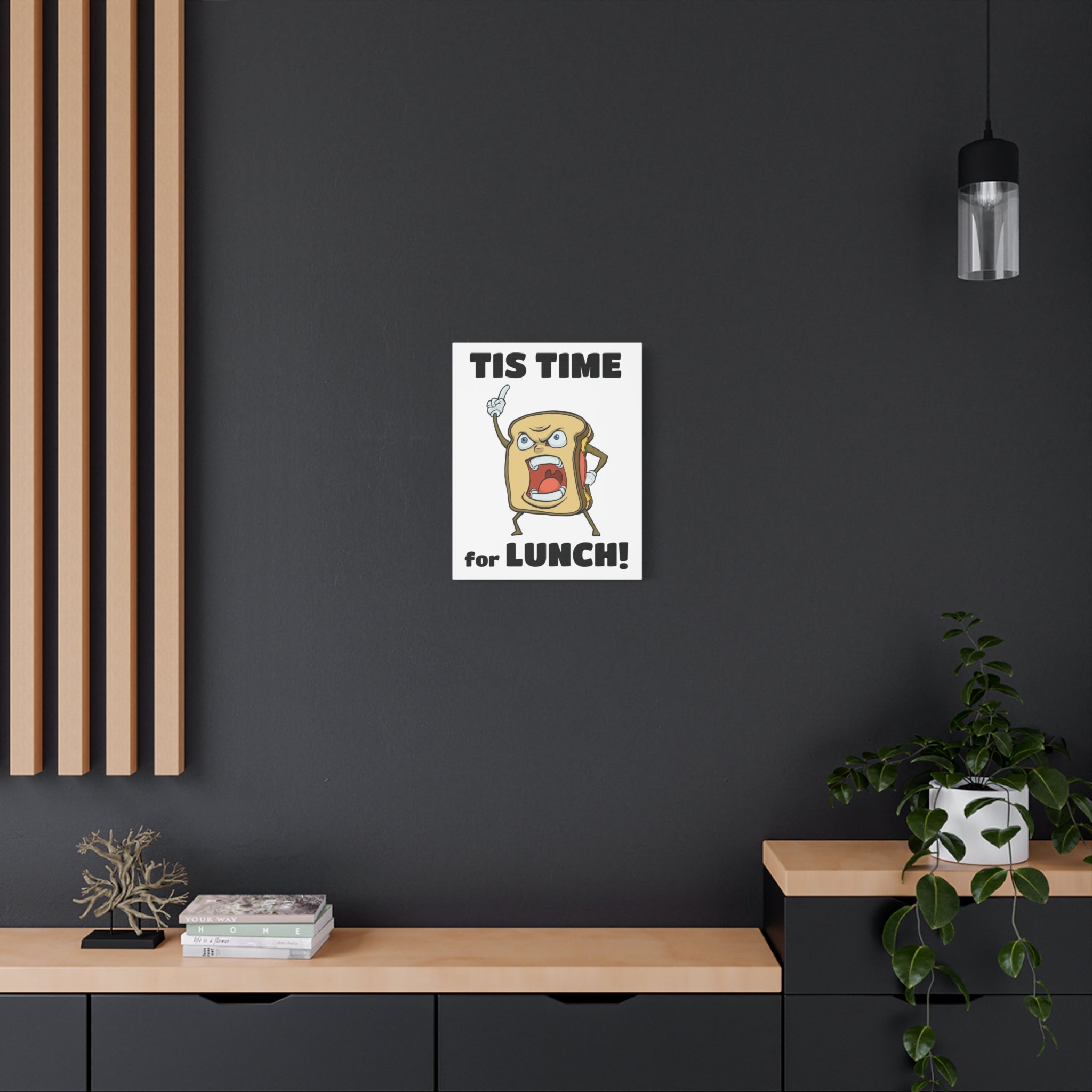Cartoon Sandwich Declares Lunch Time | Canvas Print | Funny Food Wall Art