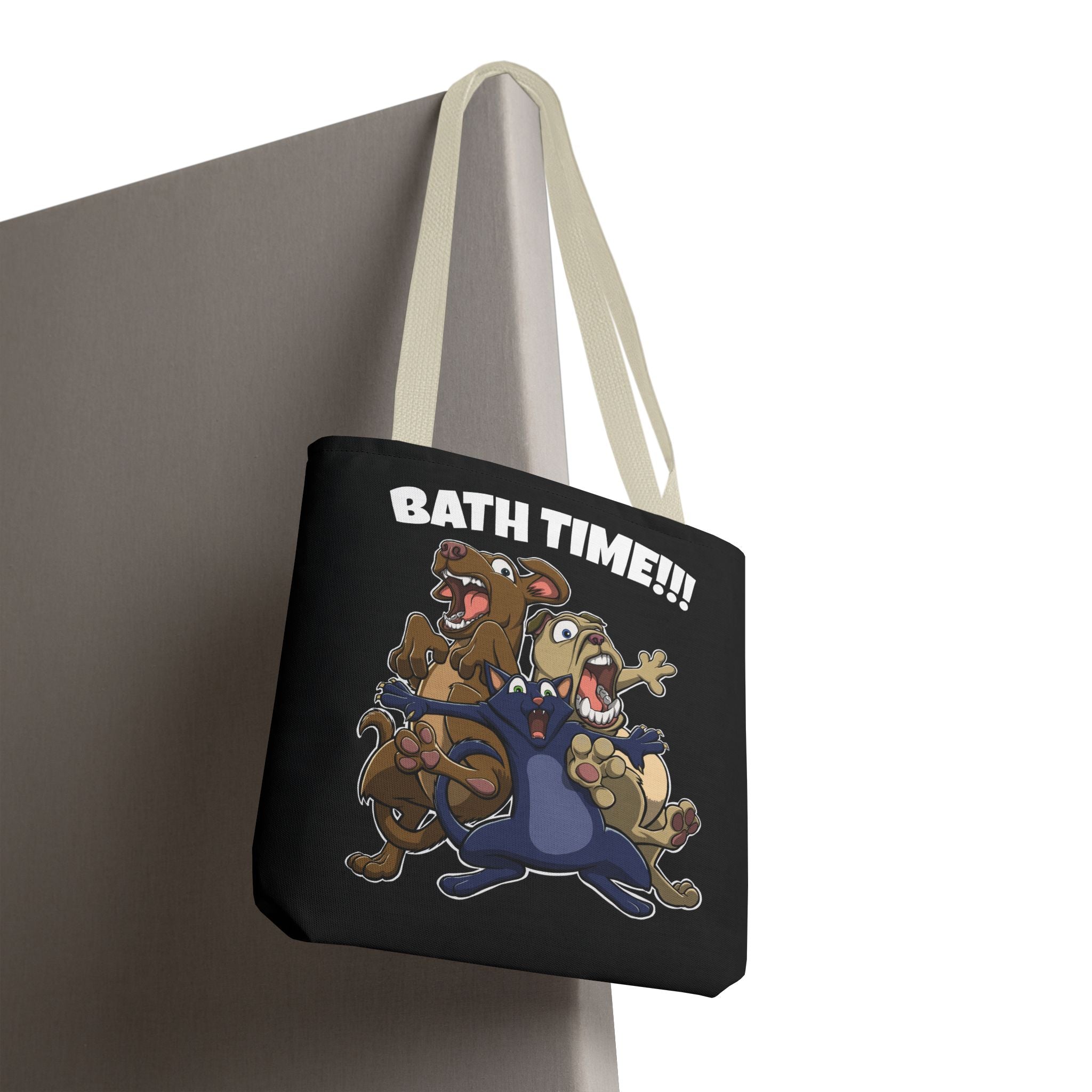 Funny Bath Time Cat & Dogs Cartoon | Tote Bag