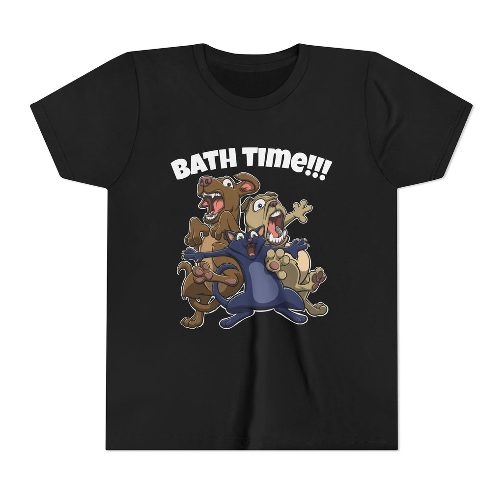 Funny Bath Time Cat & Dogs Cartoon | Kids Jersey Tee