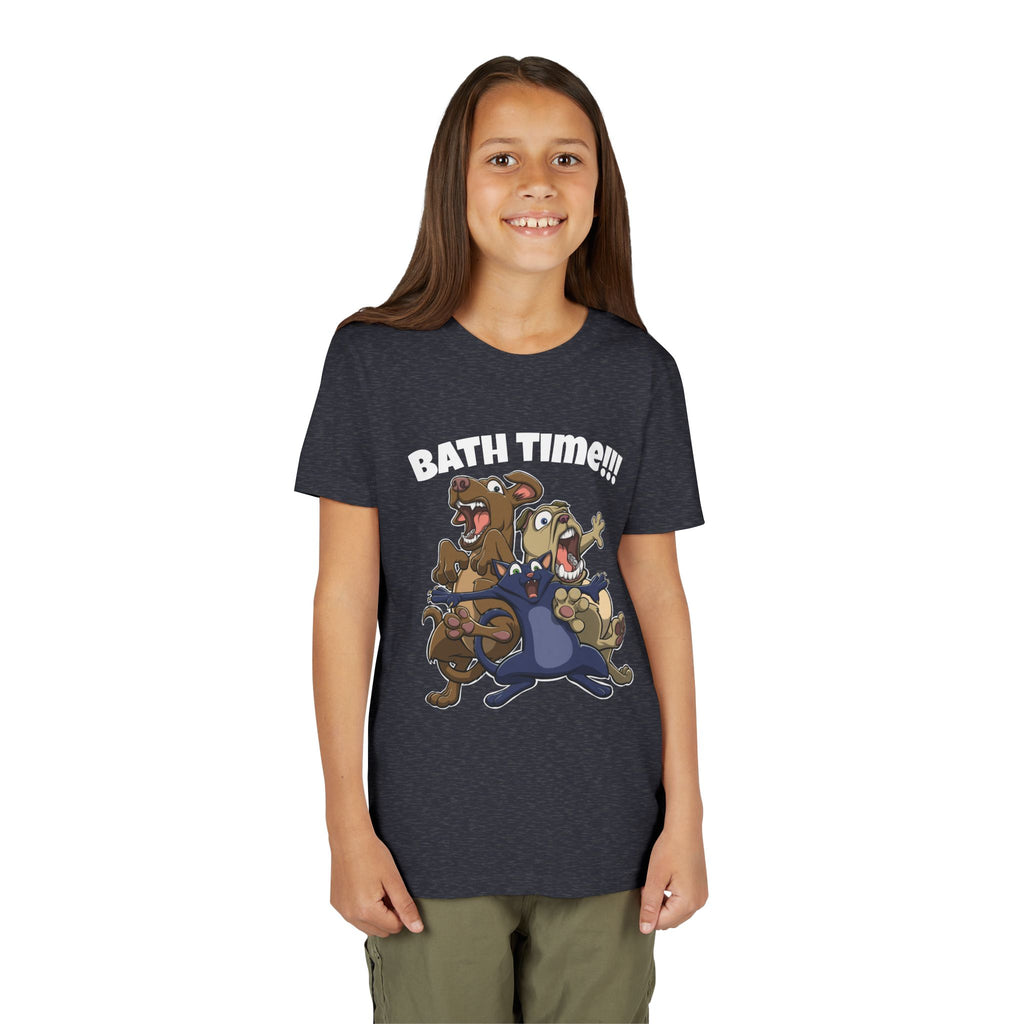 Funny Bath Time Cat & Dogs Cartoon | Kids Jersey Tee