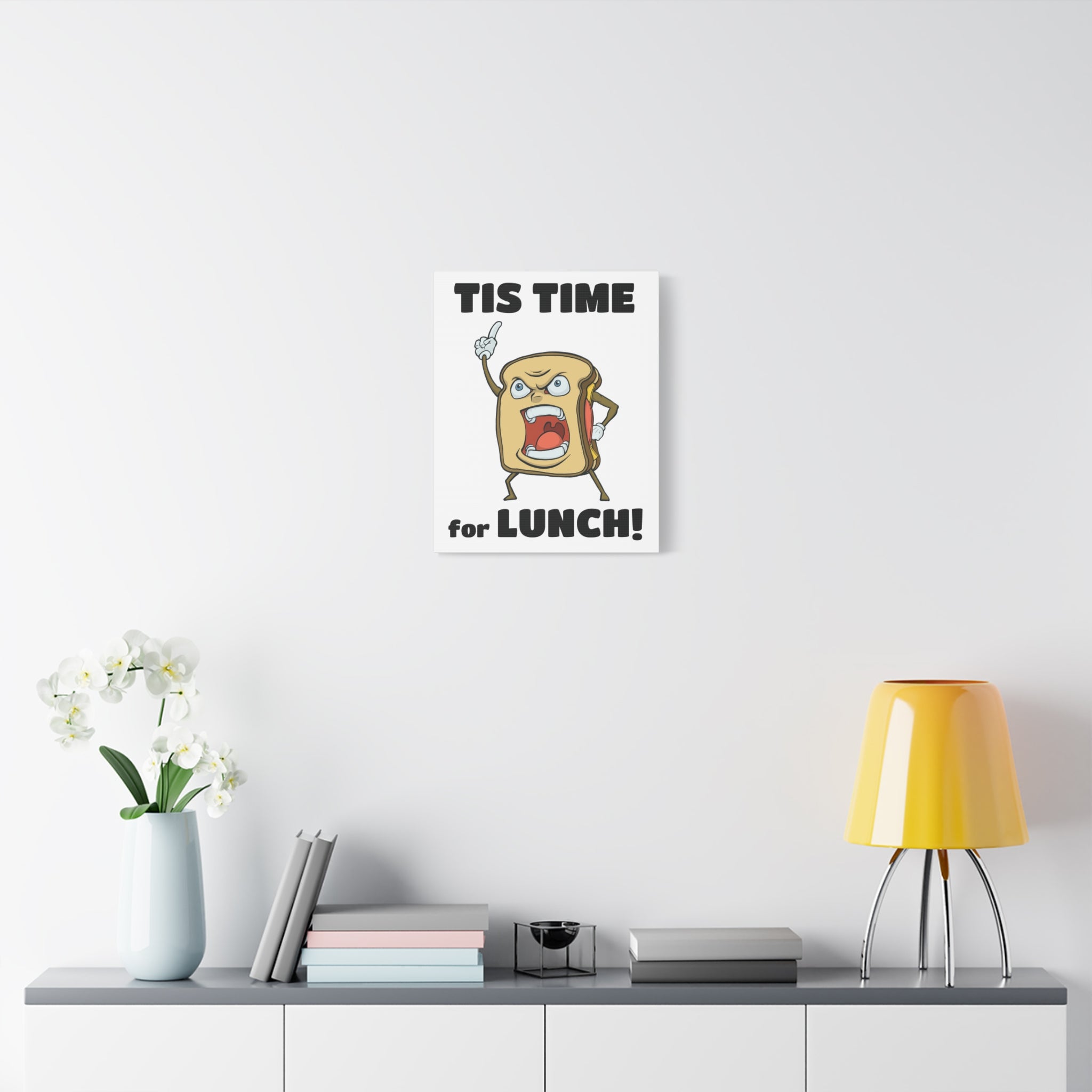 Cartoon Sandwich Declares Lunch Time | Canvas Print | Funny Food Wall Art