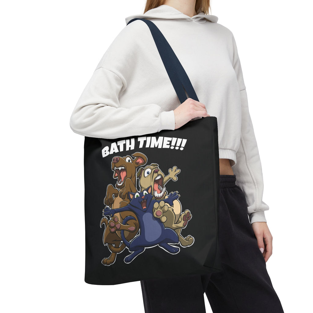 Funny Bath Time Cat & Dogs Cartoon | Tote Bag