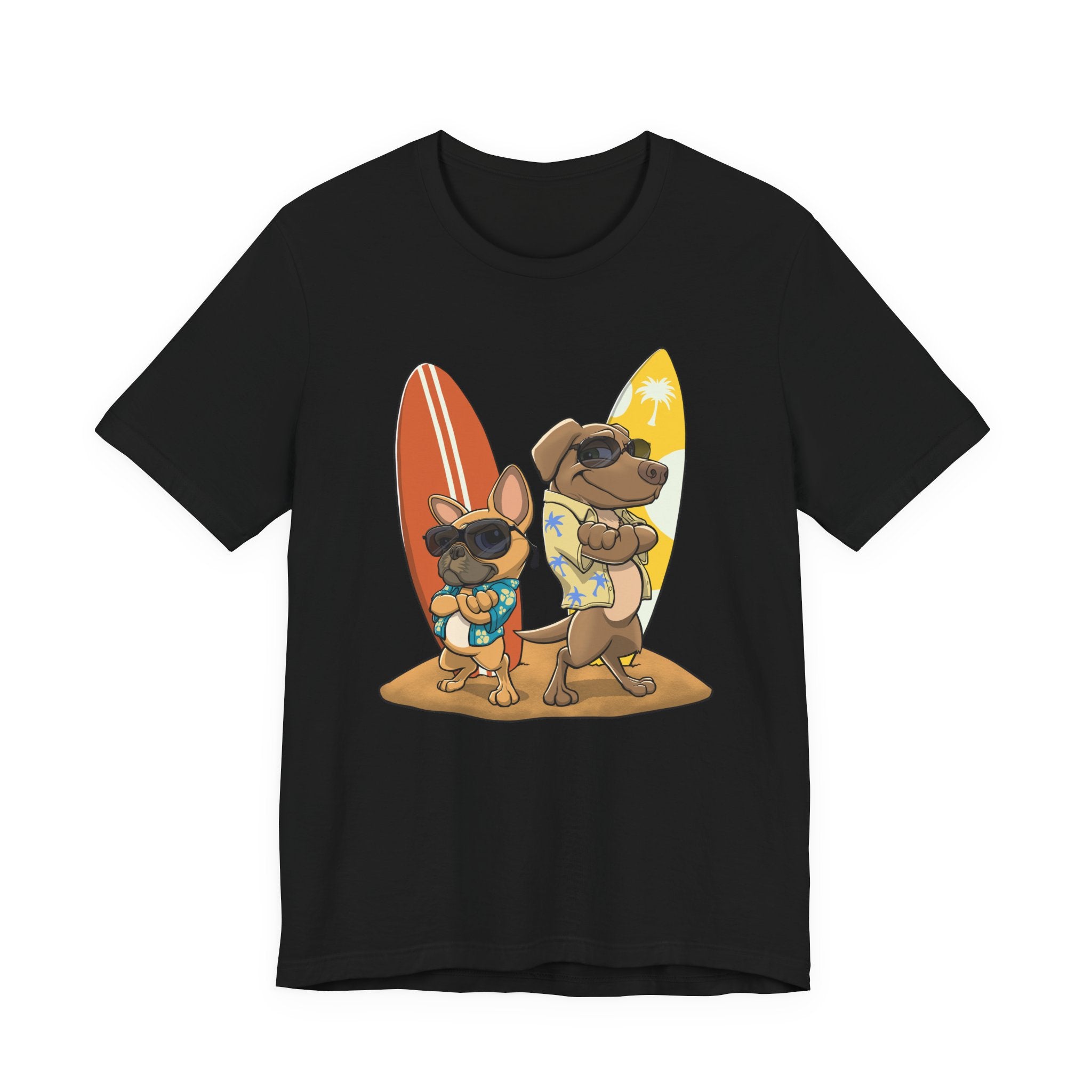 Surfer Dogs Unisex T-Shirt | Funny Cartoon Dog Tee