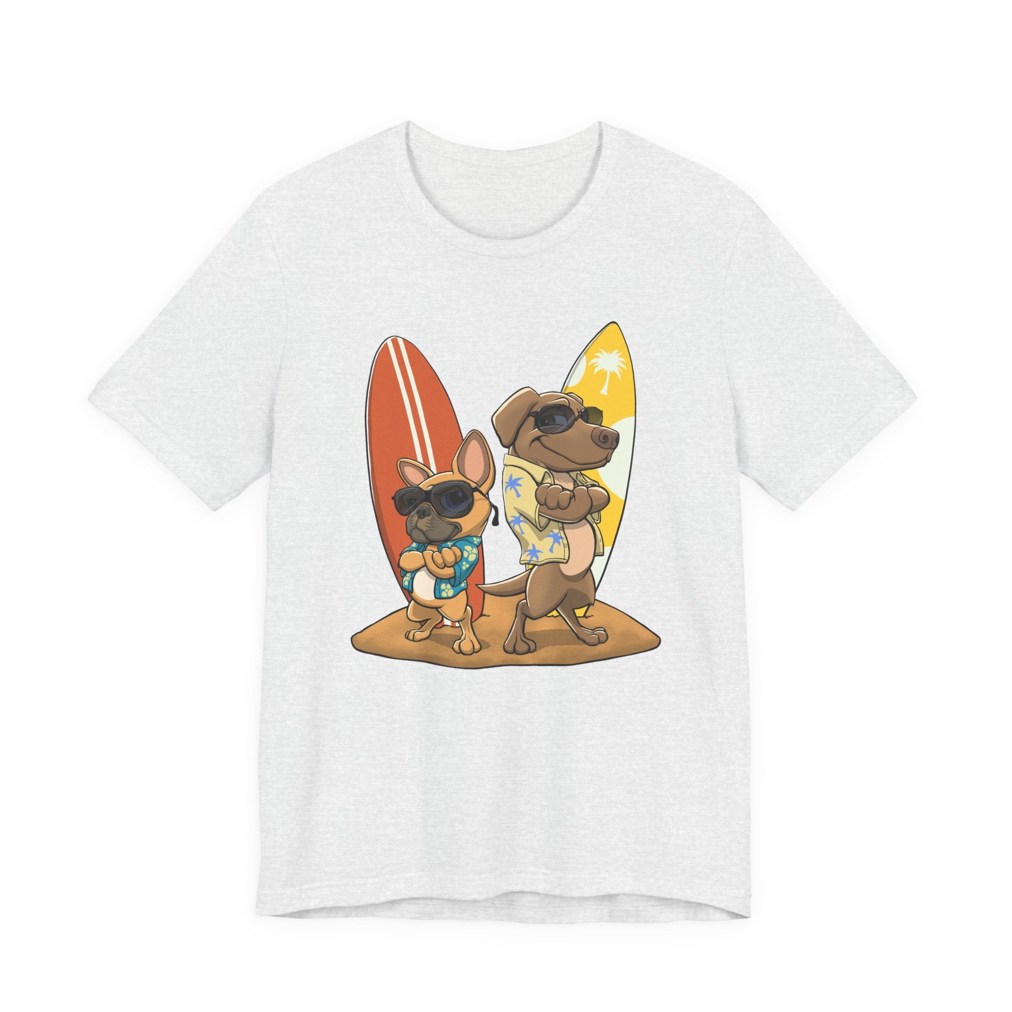 Surfer Dogs Unisex T-Shirt | Funny Cartoon Dog Tee