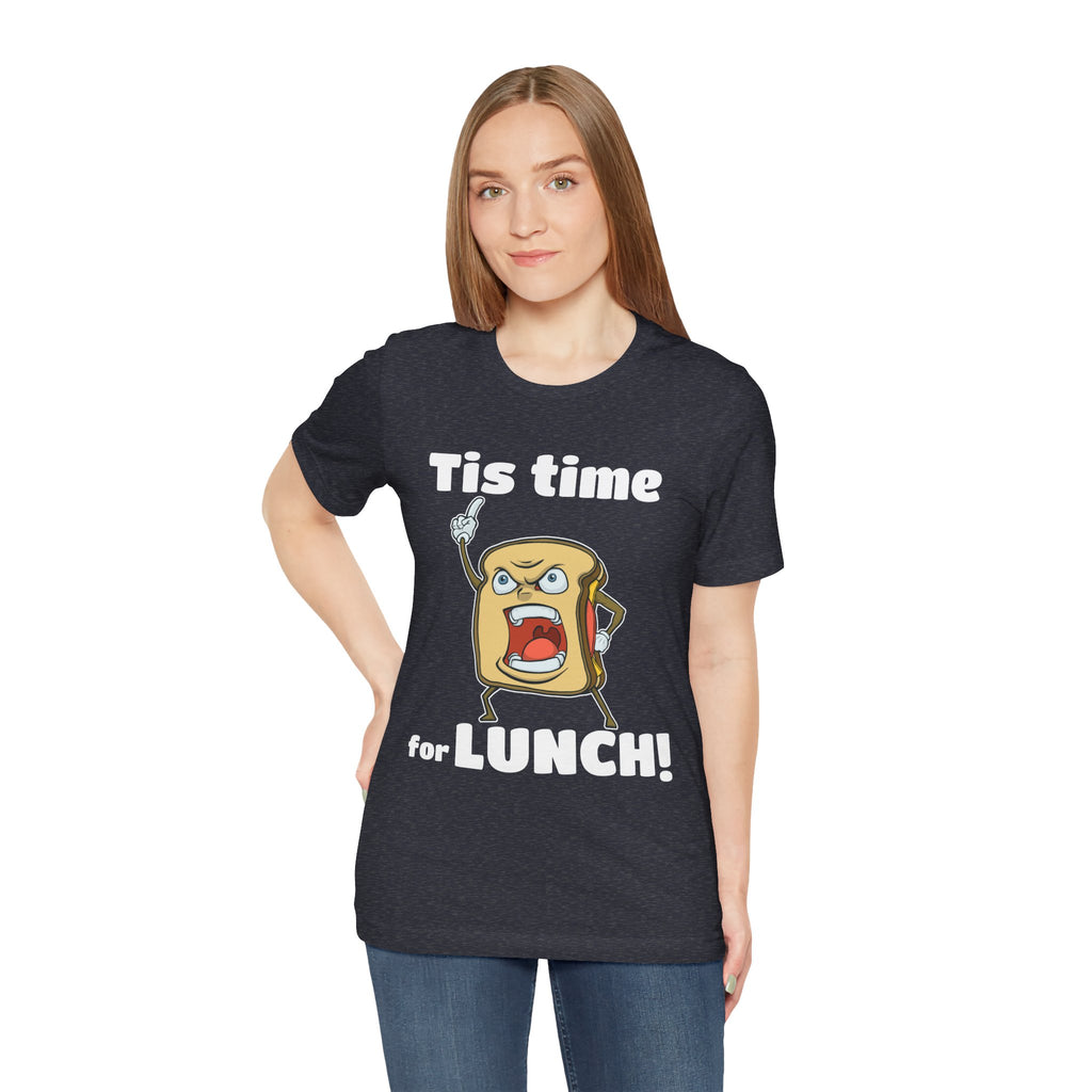Cartoon Sandwich Declares Lunch Time | Dark Colors Unisex Tee