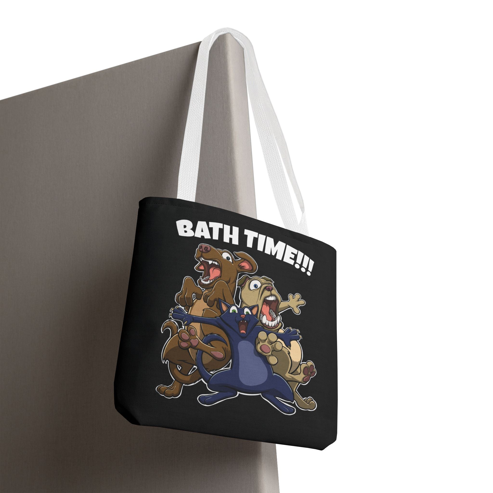 Funny Bath Time Cat & Dogs Cartoon | Tote Bag