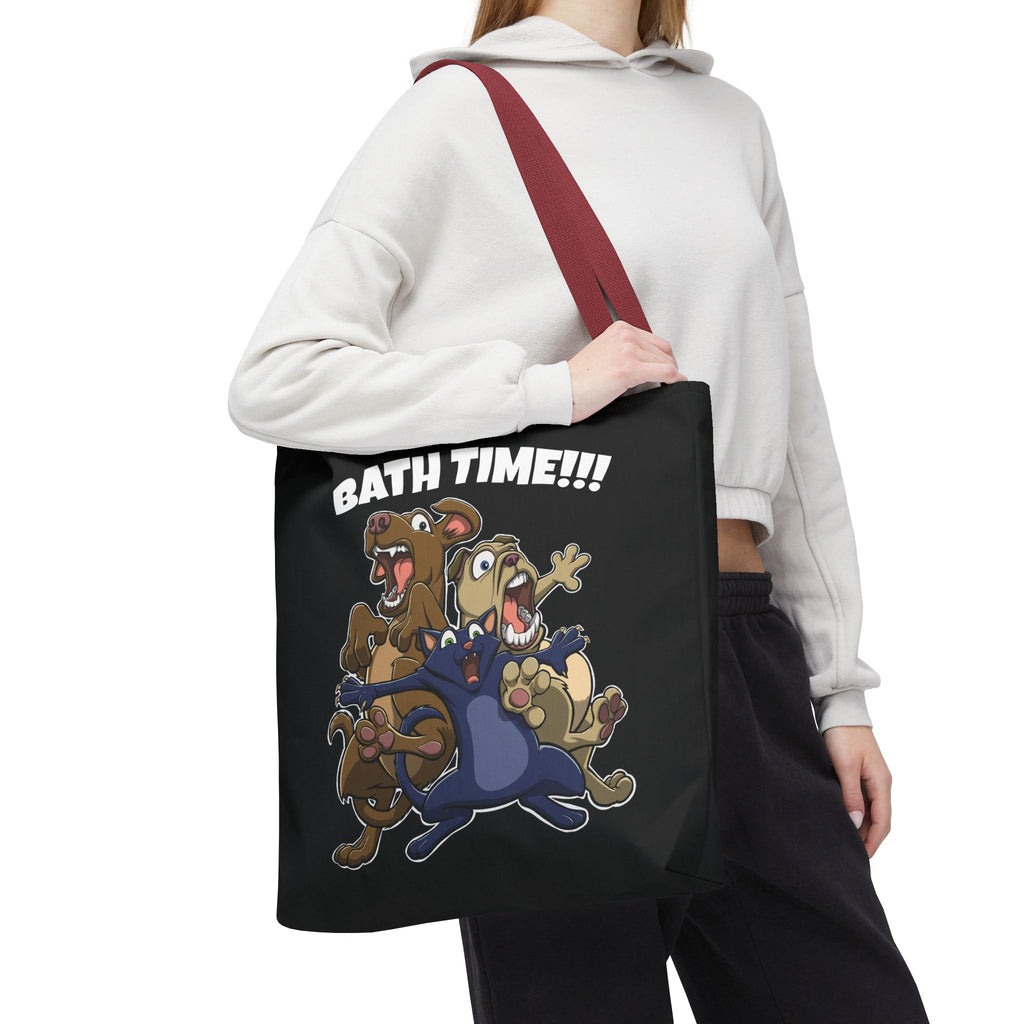 Funny Bath Time Cat & Dogs Cartoon | Tote Bag