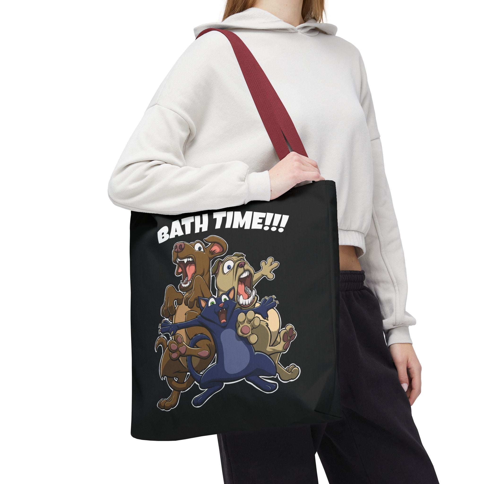 Funny Bath Time Cat & Dogs Cartoon | Tote Bag