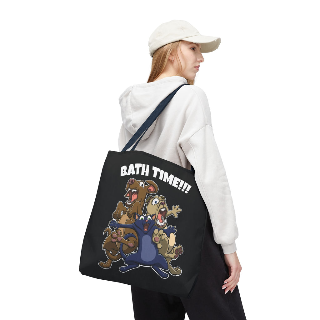 Funny Bath Time Cat & Dogs Cartoon | Tote Bag