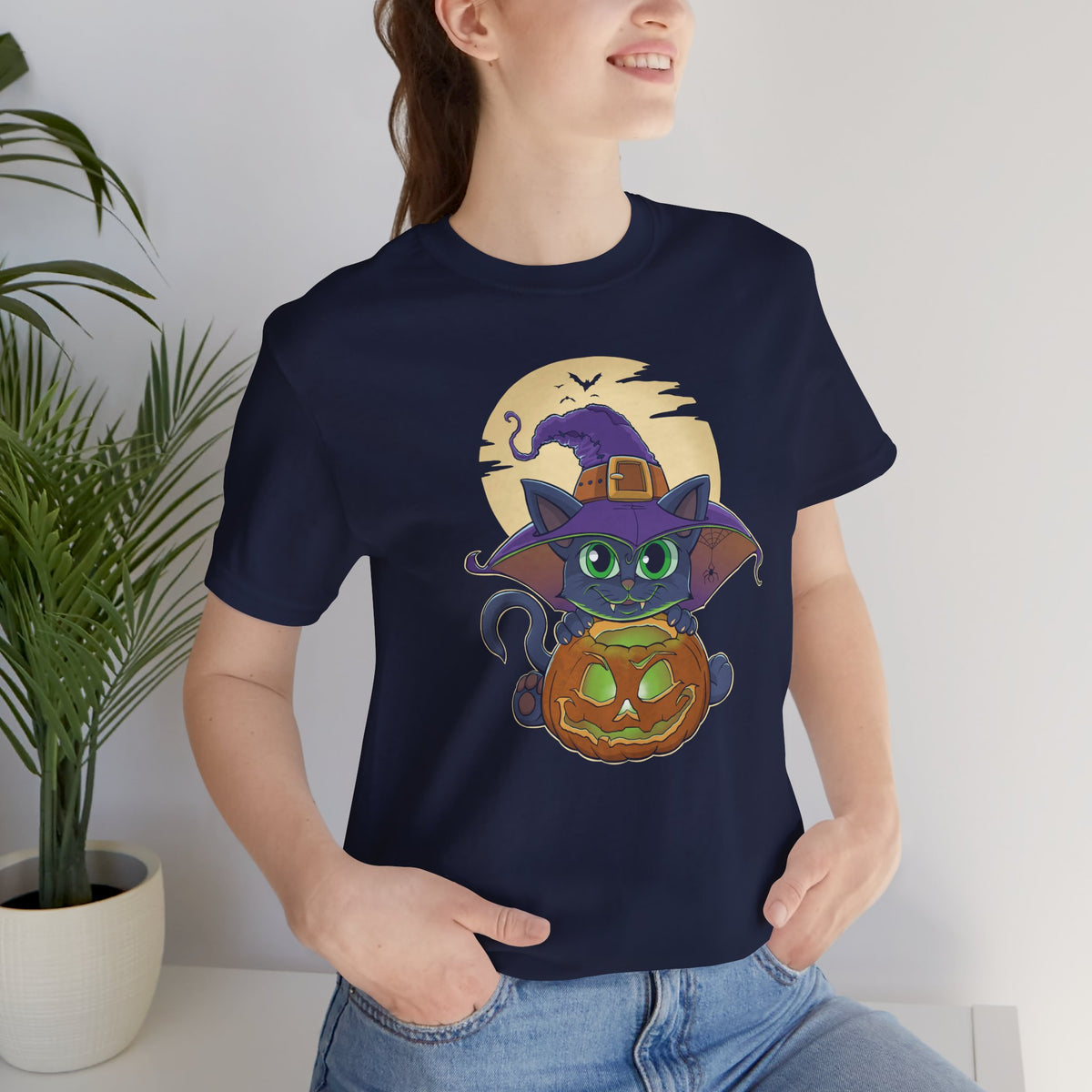 Pumpkin Witch Cat | Halloween Graphic Tee