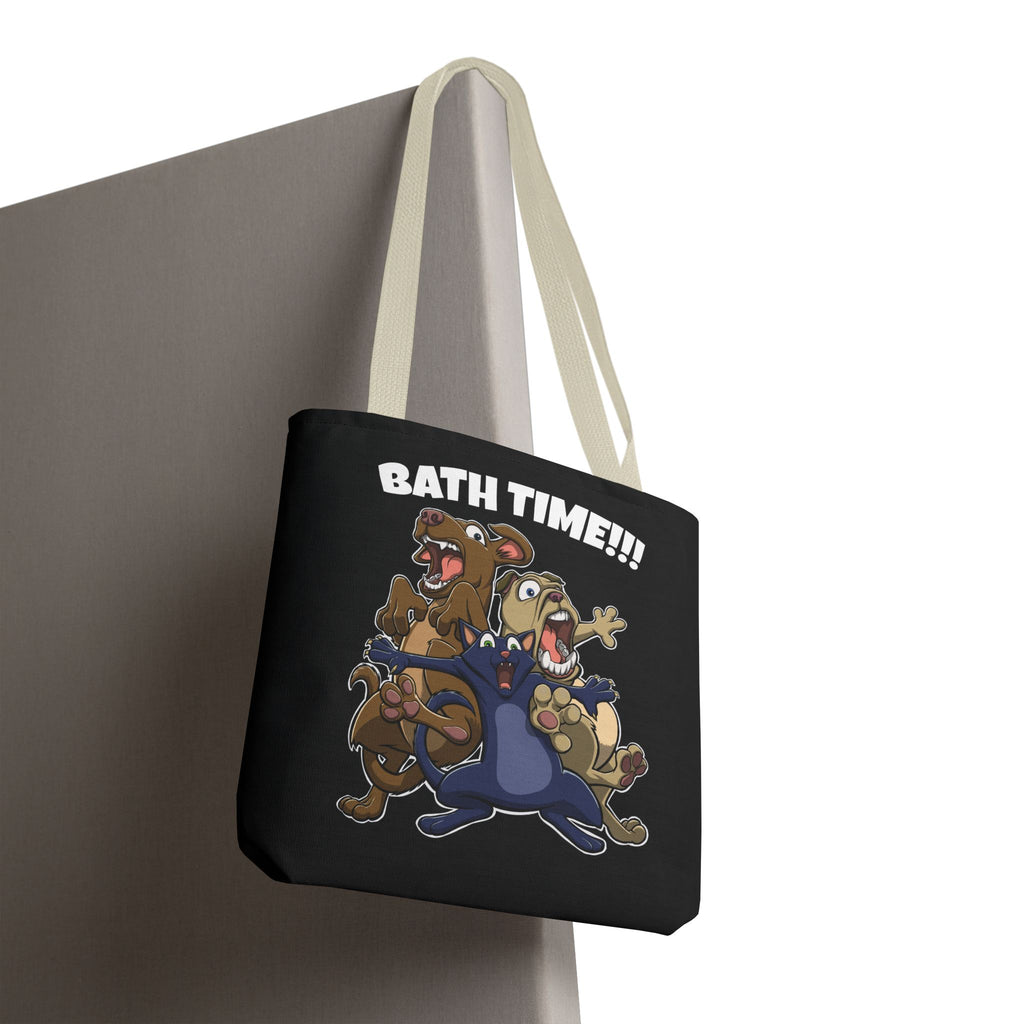 Funny Bath Time Cat & Dogs Cartoon | Tote Bag