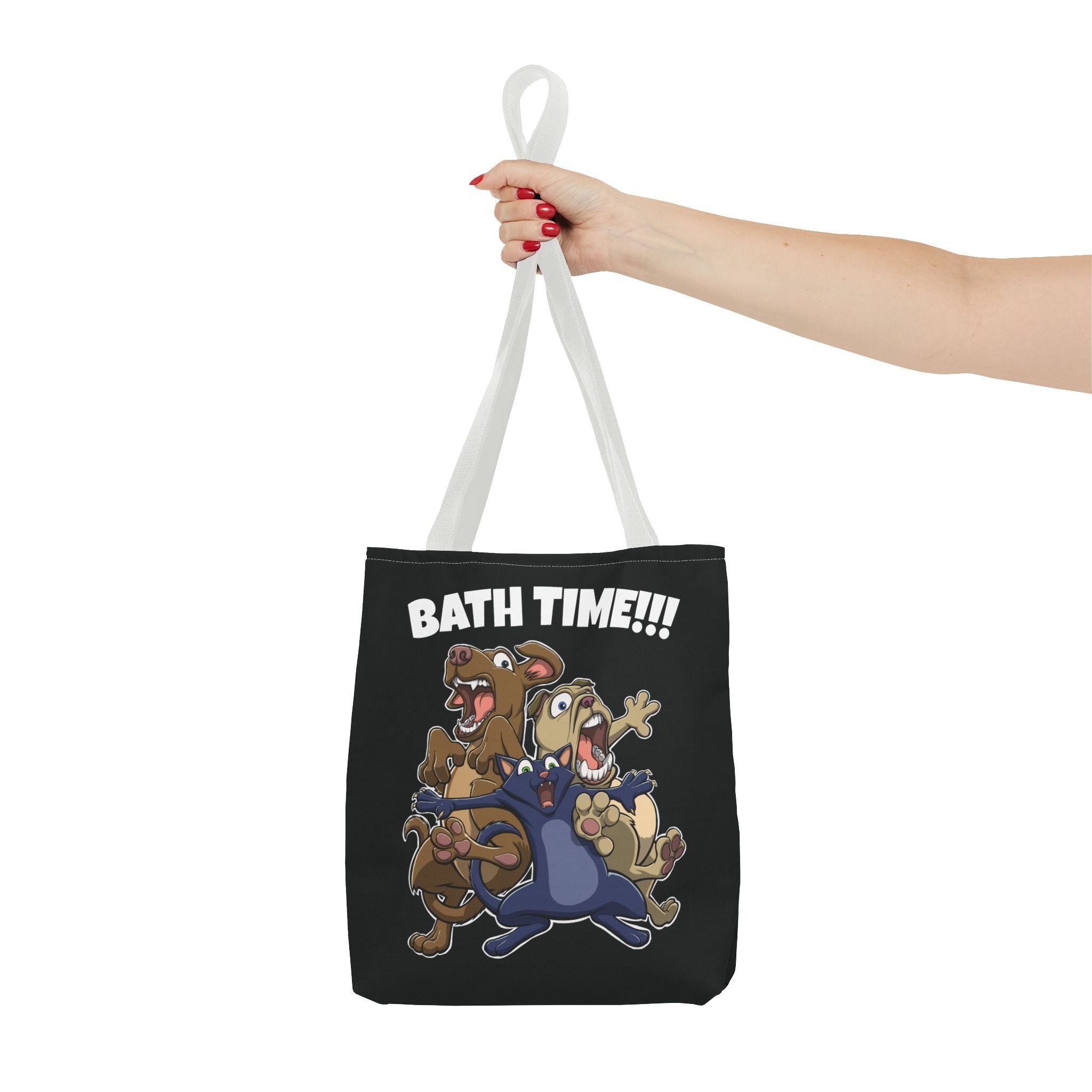 Funny Bath Time Cat & Dogs Cartoon | Tote Bag