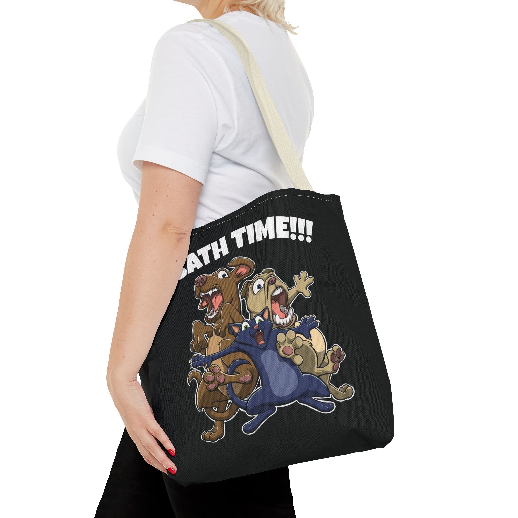 Funny Bath Time Cat & Dogs Cartoon | Tote Bag