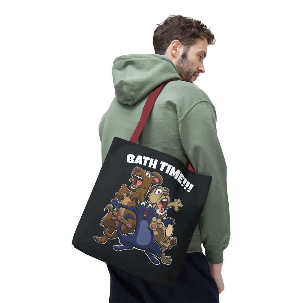 Funny Bath Time Cat & Dogs Cartoon | Tote Bag