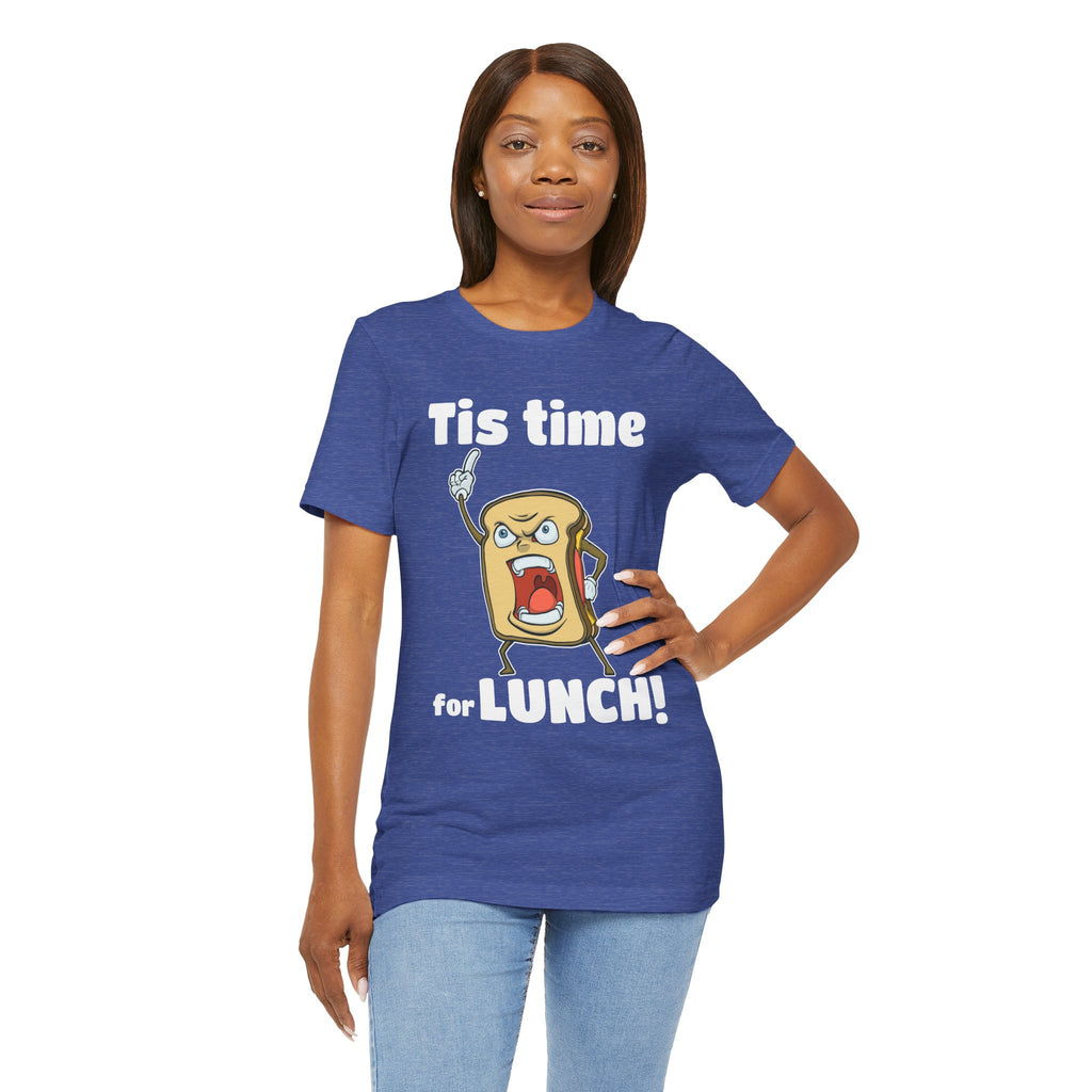 Cartoon Sandwich Declares Lunch Time | Dark Colors Unisex Tee