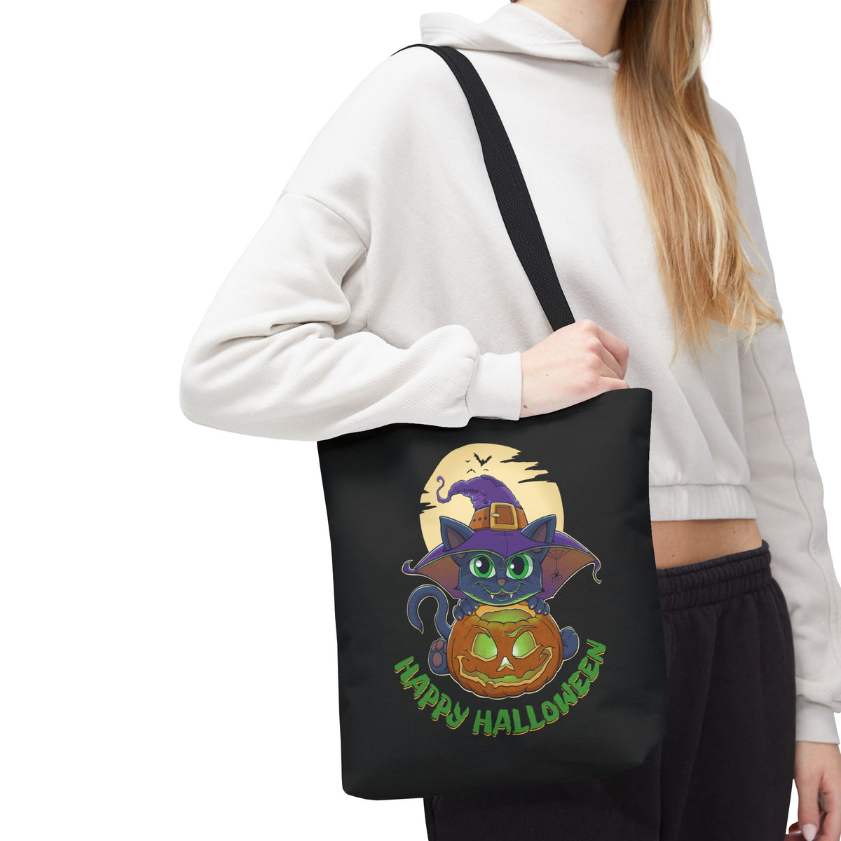 Pumpkin Witch Cat | Halloween Tote Bag