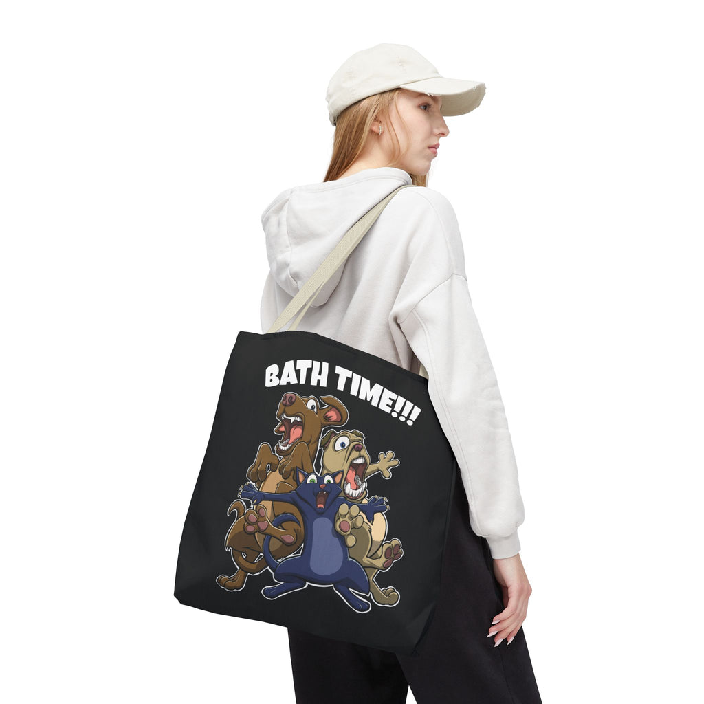 Funny Bath Time Cat & Dogs Cartoon | Tote Bag